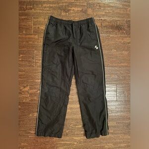 Boys athletic lined track pants, black, 10 Husky